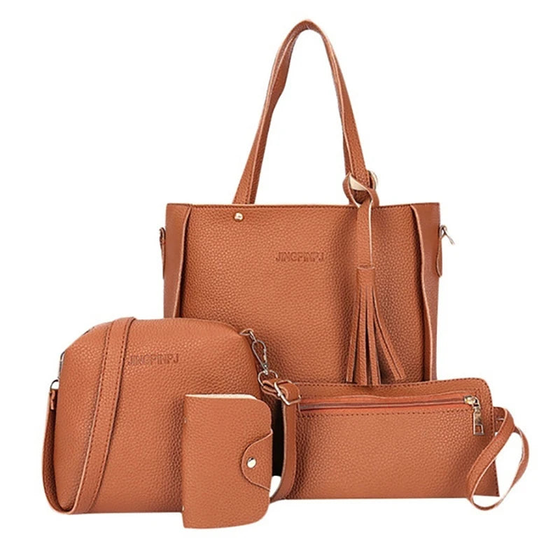 4Pcs/set Crossbody Bags Women Bag Set Pattern Leather Shoulder Bags Purse Ladies PU Crossbody Bag Bolsa Feminina 25*26*8cm