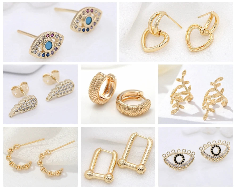Multi Style Elegant Hoop Earrings For Women Fashion 18K Gold Plated Brass Drop Earrings Wedding Engagement Jewelry Party Gift