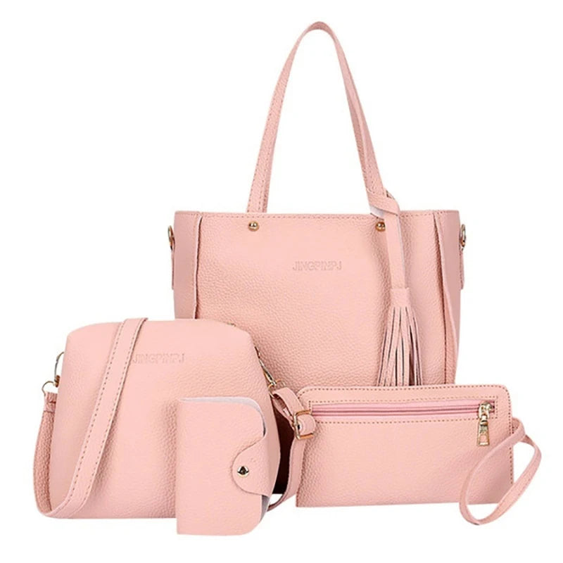 4Pcs/set Crossbody Bags Women Bag Set Pattern Leather Shoulder Bags Purse Ladies PU Crossbody Bag Bolsa Feminina 25*26*8cm