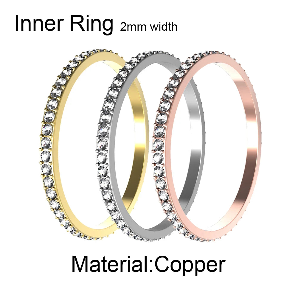 Cremo Stackable Rings Full Zircon Interchangeable Copper Inner Filled Ring Couple Combination Anllios Mujer