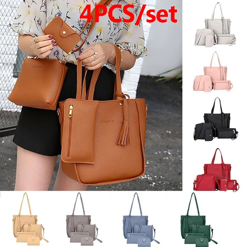 4Pcs/set Crossbody Bags Women Bag Set Pattern Leather Shoulder Bags Purse Ladies PU Crossbody Bag Bolsa Feminina 25*26*8cm