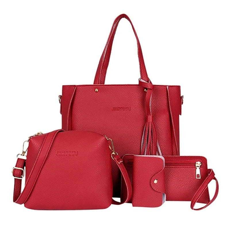4Pcs/set Crossbody Bags Women Bag Set Pattern Leather Shoulder Bags Purse Ladies PU Crossbody Bag Bolsa Feminina 25*26*8cm
