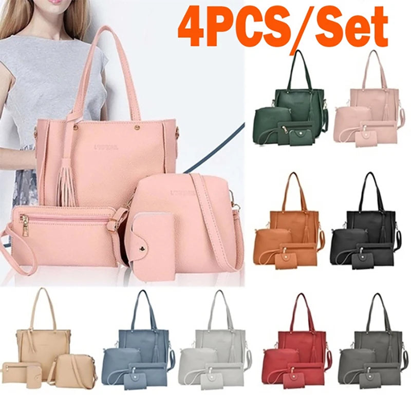 4Pcs/set Crossbody Bags Women Bag Set Pattern Leather Shoulder Bags Purse Ladies PU Crossbody Bag Bolsa Feminina 25*26*8cm