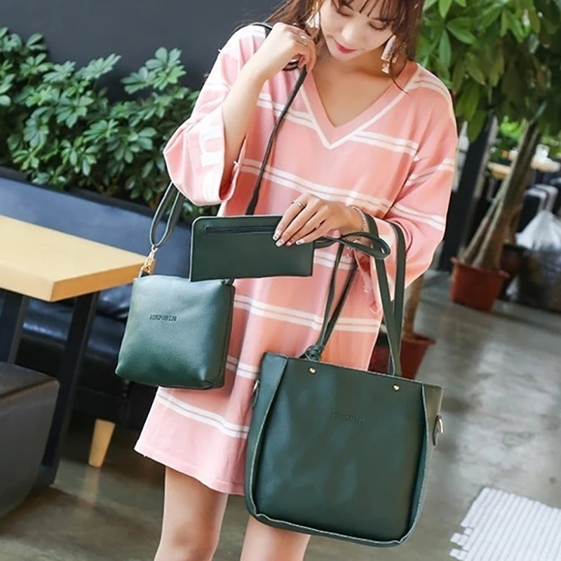 4Pcs/set Crossbody Bags Women Bag Set Pattern Leather Shoulder Bags Purse Ladies PU Crossbody Bag Bolsa Feminina 25*26*8cm