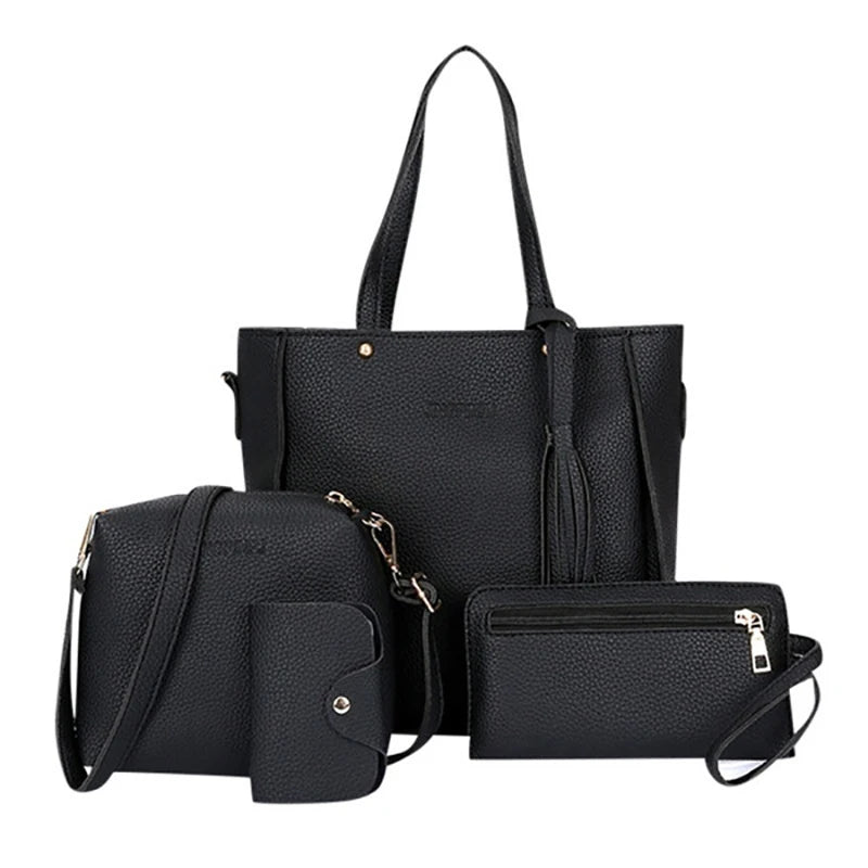 4Pcs/set Crossbody Bags Women Bag Set Pattern Leather Shoulder Bags Purse Ladies PU Crossbody Bag Bolsa Feminina 25*26*8cm