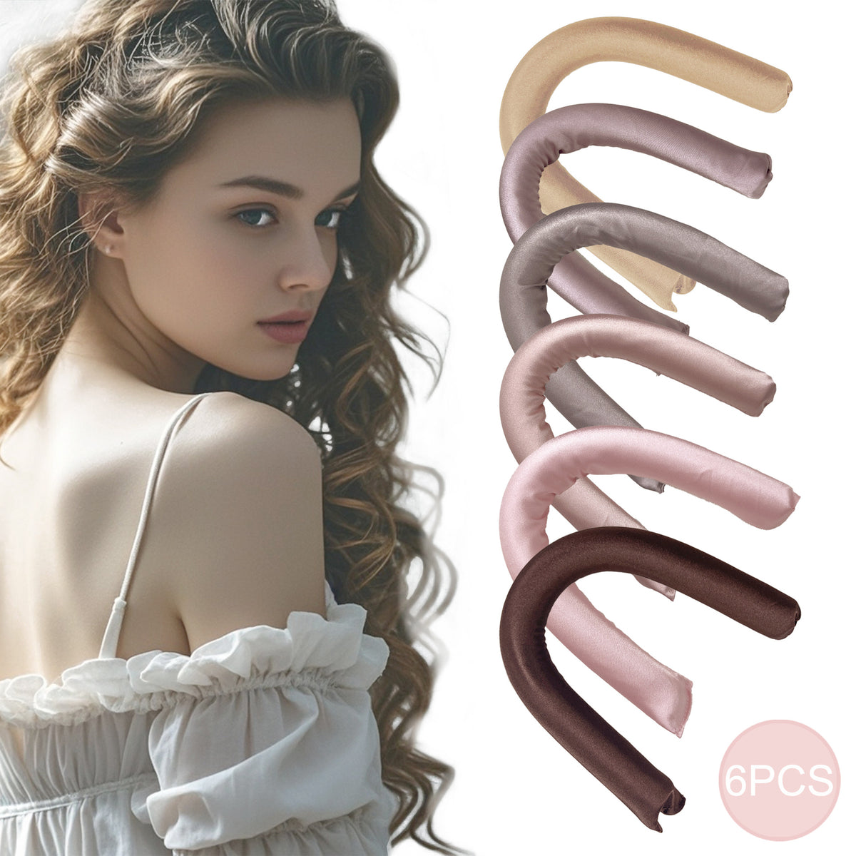 Amazon same lazy curling iron 25cm no heat curling iron set rubber six-color six-piece dish hair stick women