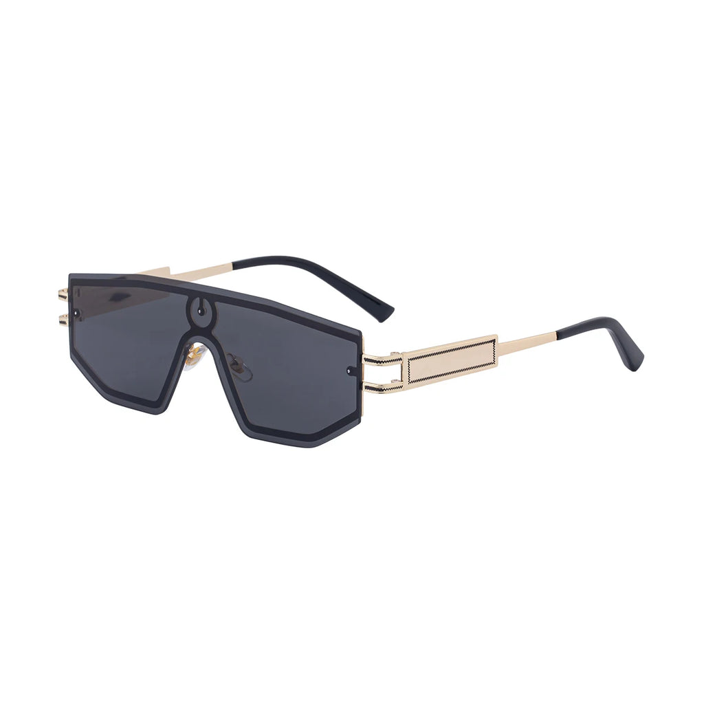 Premium Luxury Design One-piece Punk Sunglasses Men Women 2026 Fashion Metal Anti-reflective Outdoor Sun Shades Gafas UV400