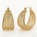 New Design Elegant Hoop Earrings For Women Exquisite Hollow Craved Gold Color Earrings Jewelry For Engagement Party Accessories