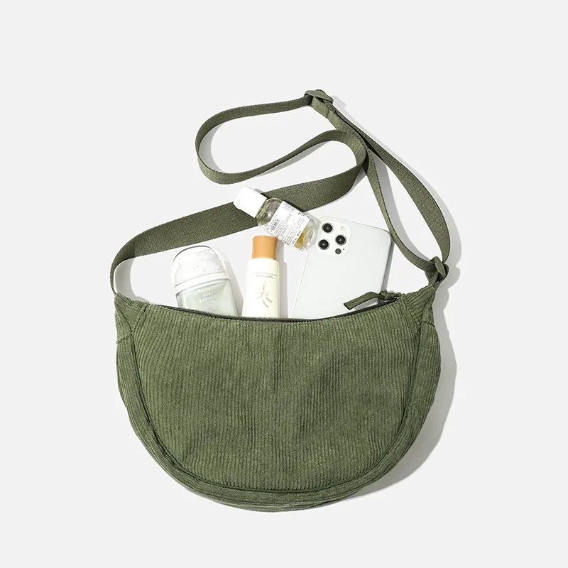 Crossbody Bags Ladies Daily Travel Handbags Messenger Bag Solid Color Corduroy Women's Hobos Shoulder Bag Retro Casual Female