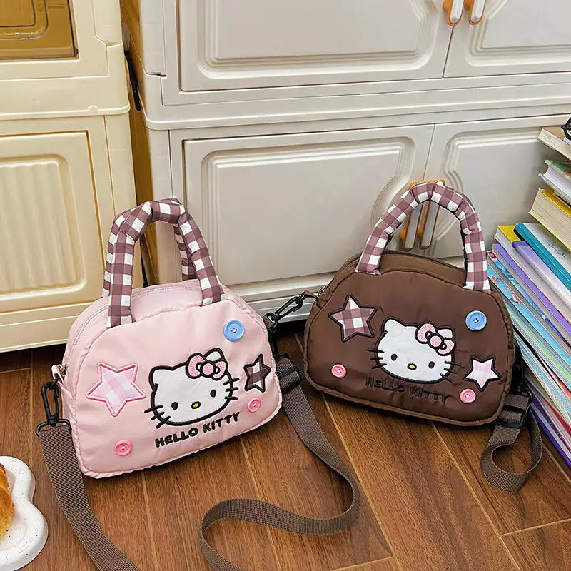 Cute Kitty Crossbody Bag Checkered Commuter Handbag, Creative Cartoon Shoulder Bag, Gift for Girlfriend