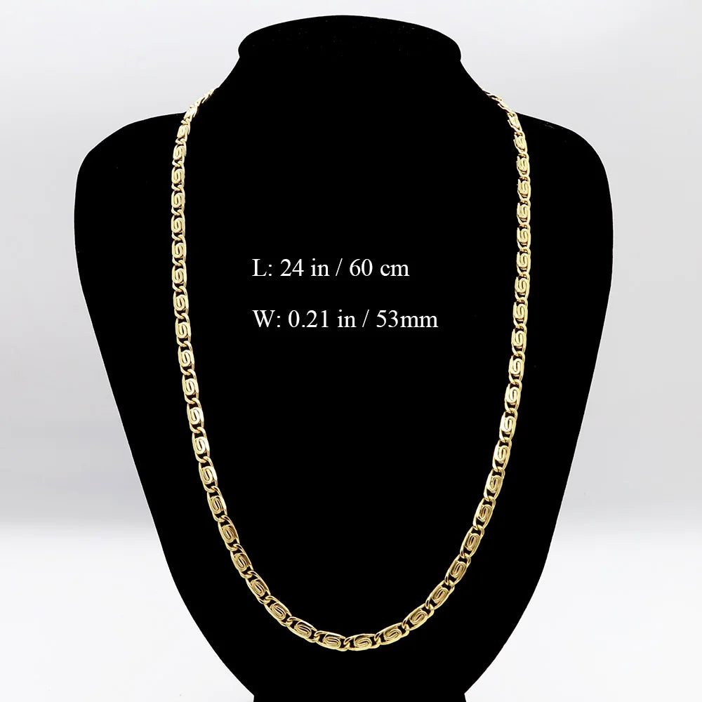 60cm 5.3mm Minimalist Necklace Fashion 18k Gold Plated Jewelry for Men And Women Suitable for Daily Wear