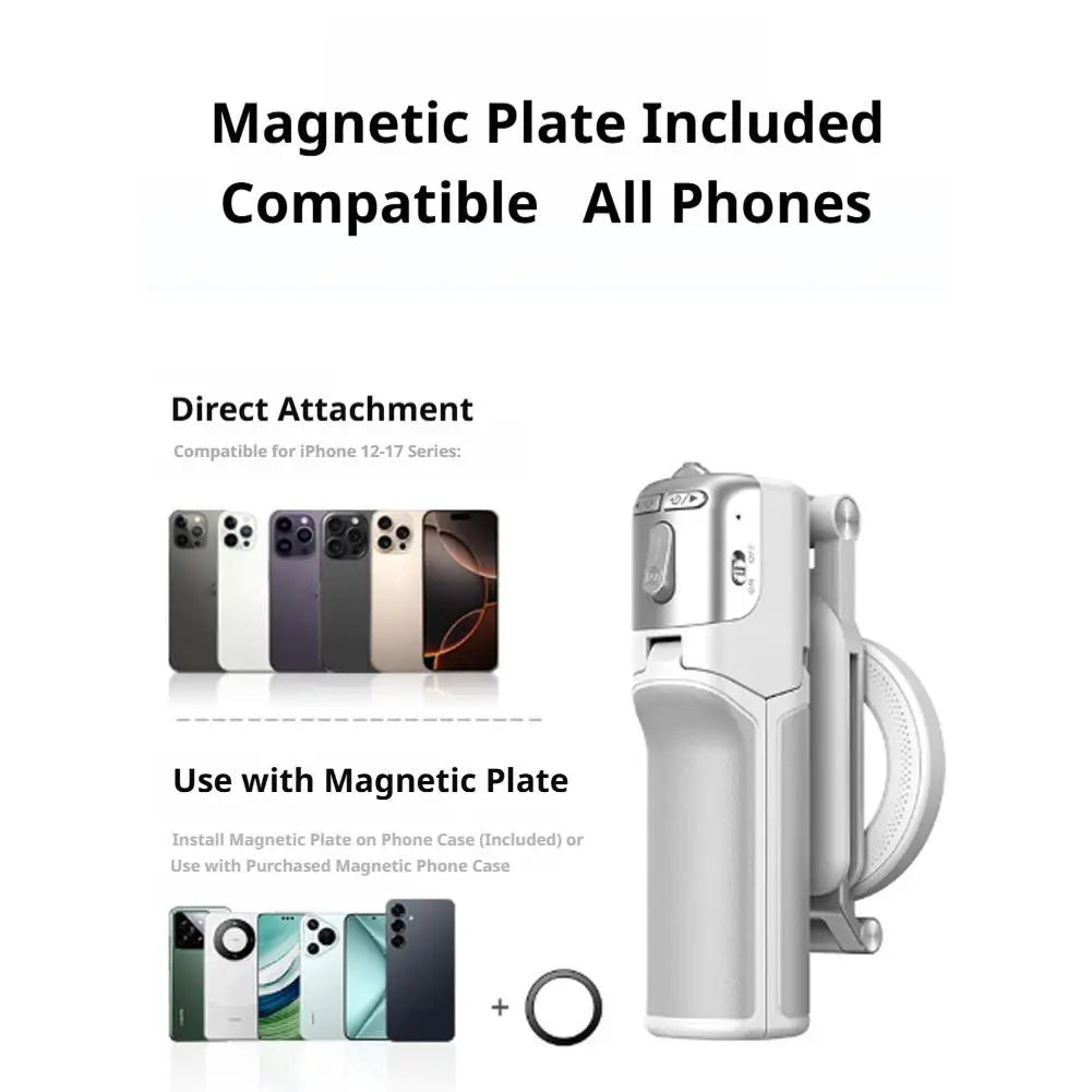 Z3 Magnetic Selfie Stick Tripod with Zoom Remote Double Sided Magnetic Phone Stand Mini Desktop Holder for Vlog Photography