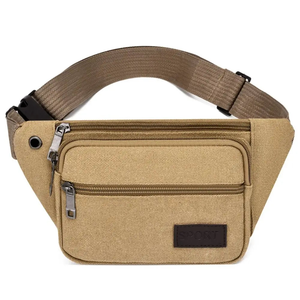 Men's Canvas Crossbody Bags Multifunctional Multi-Pockets Storage Bag Chest Shoulder Bag Large Capacity Waist Bag Chest Pack