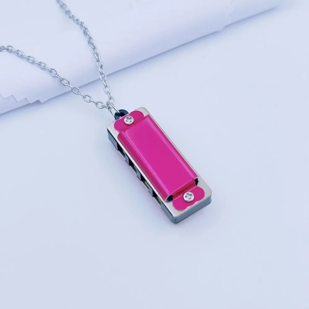 New 4-hole 8-tone Necklace Harmonica Metal Woodwind Harmonica Chain Mini Mini Musical Instrument Gift
