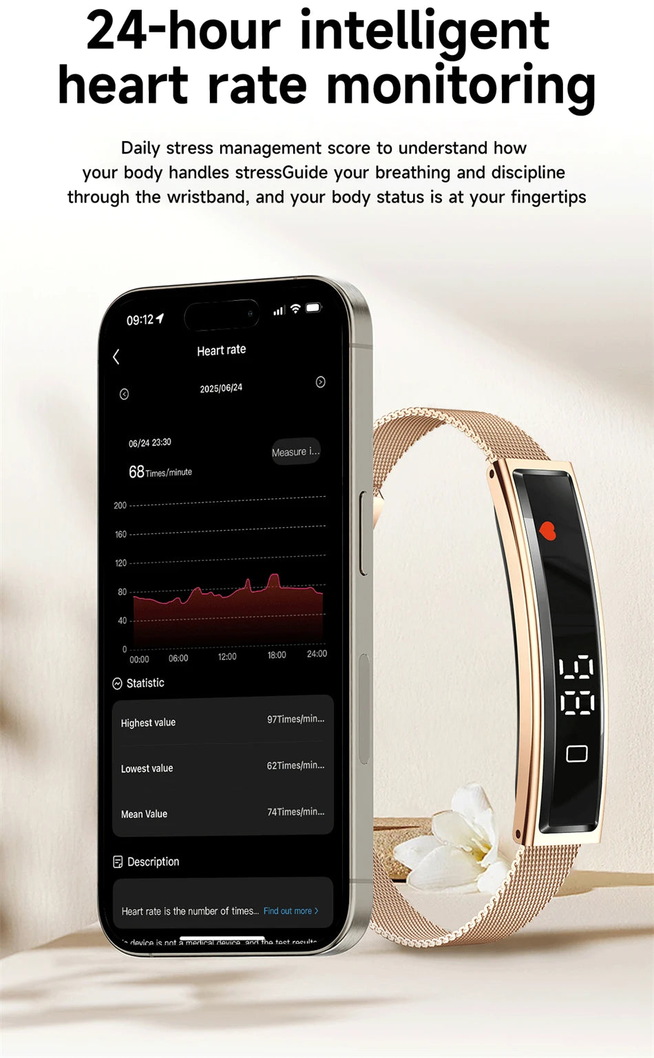 Health Smart Band Fitness Tracker Smartwatch with Heart Rate Blood Oxygen Sleep Monitor Waterproof Pedometer Watch for Women Men