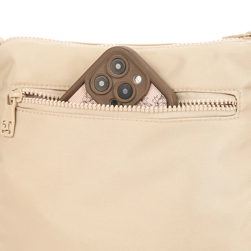 Women Crossbody Bag Multi-Pocket Organizer Lightweight Nylon Wide Strap Messenger Purse Commute Travel Outdoor Solid Minimalist