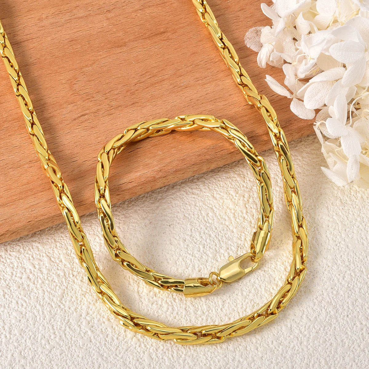 Minimalist Copper Twisted Chain Necklace  Bracelet Set for Women Men Simple Layered Jewelry Gift Ready Hypoallergenic