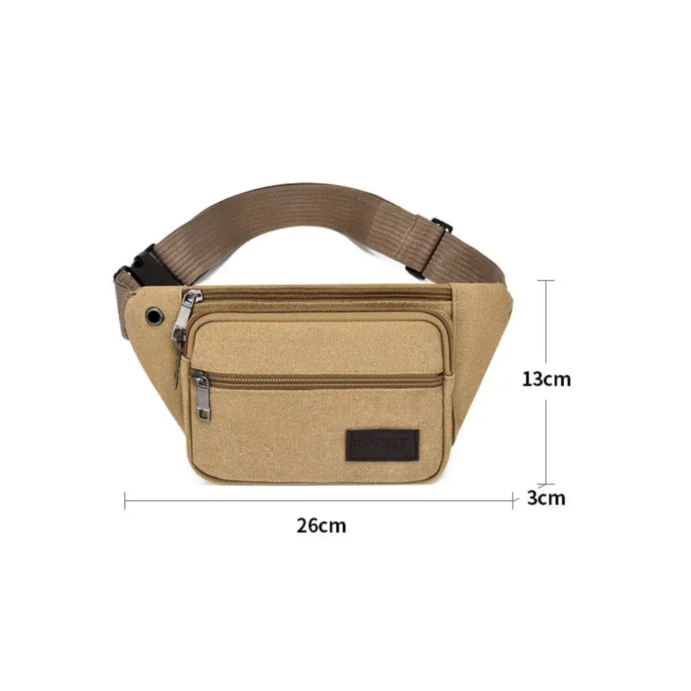 Men's Canvas Crossbody Bags Multifunctional Multi-Pockets Storage Bag Chest Shoulder Bag Large Capacity Waist Bag Chest Pack