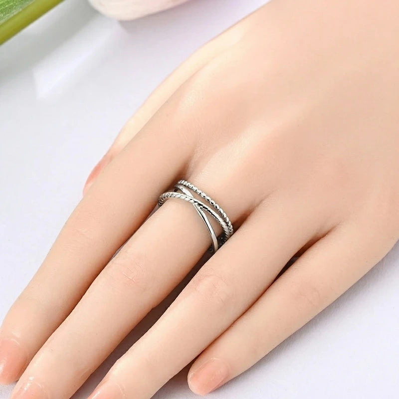 Original 925 Sterling Silver Rings Stackable Infinite Silver Zircon Ring For Women Wedding Anniversary Birthday Jewelry Gift Hot