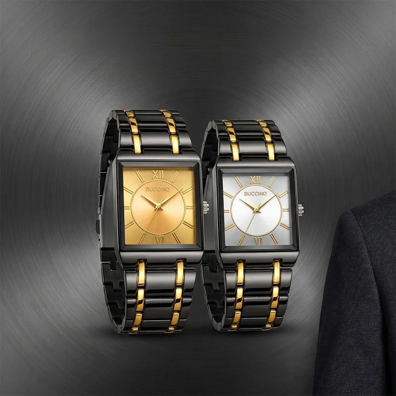 Men's Quartz Wristwatch Steel Band Male Classic Popular Watches Rectangular Minimalist Fashion Casual Business Watch For Daily
