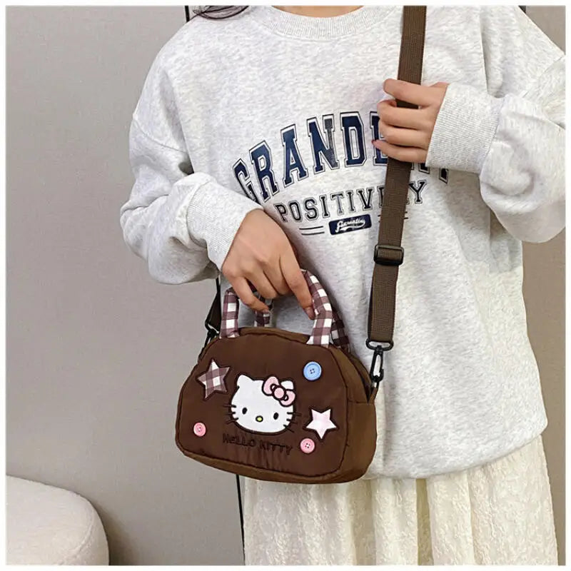 Cute Kitty Crossbody Bag Checkered Commuter Handbag, Creative Cartoon Shoulder Bag, Gift for Girlfriend