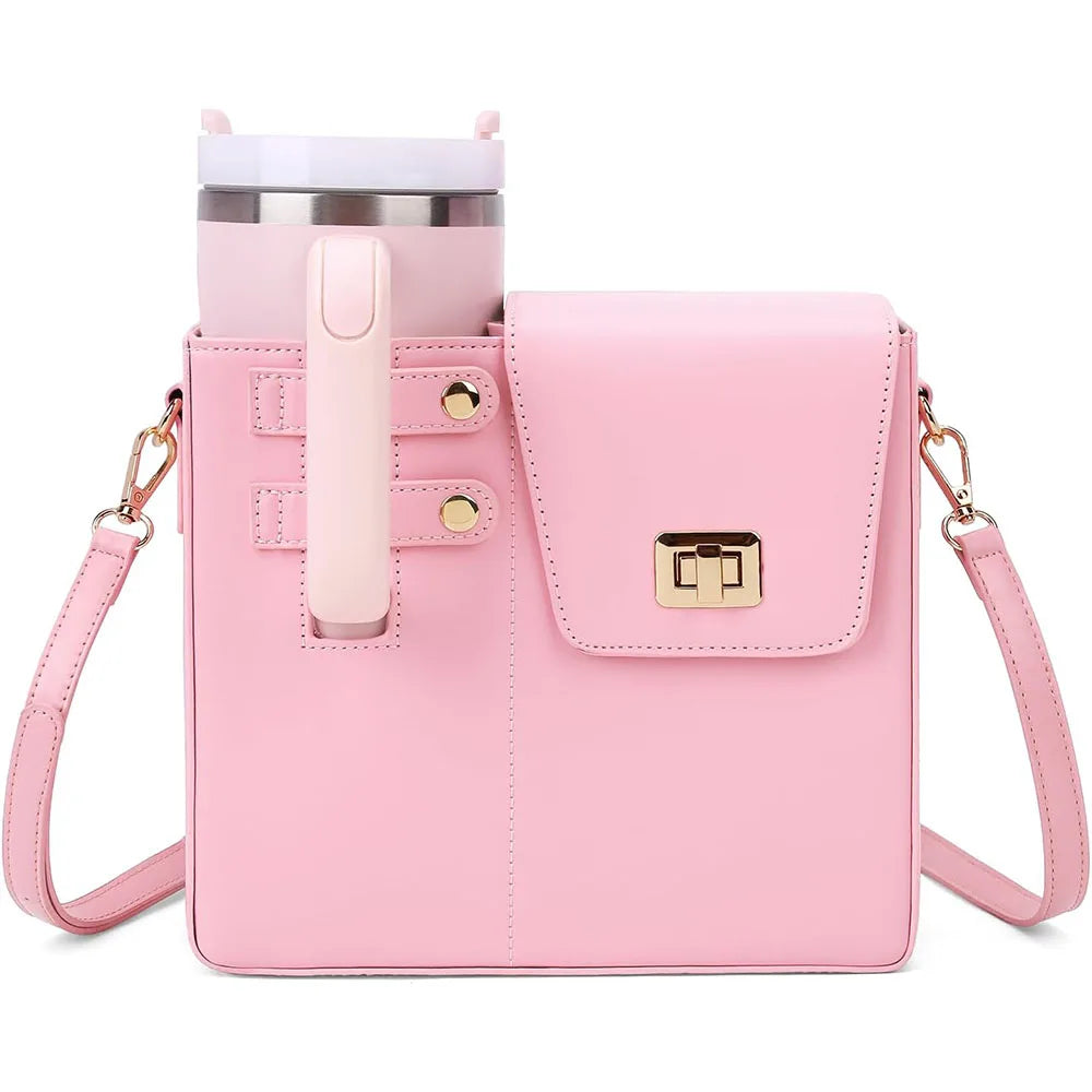Crossbody Shoulder Bag with Water Bottle Holder Vacation Multifunctional Protection Pouch Outdoor Portable Water Cup Storage Bag