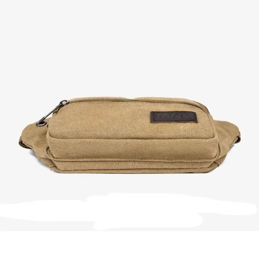 Men's Canvas Crossbody Bags Multifunctional Multi-Pockets Storage Bag Chest Shoulder Bag Large Capacity Waist Bag Chest Pack