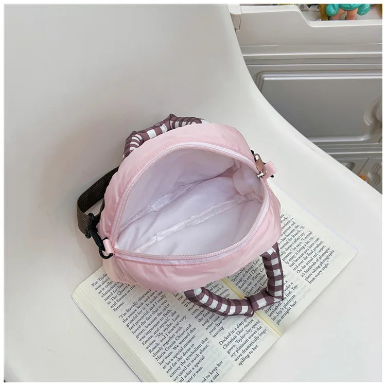 Cute Kitty Crossbody Bag Checkered Commuter Handbag, Creative Cartoon Shoulder Bag, Gift for Girlfriend