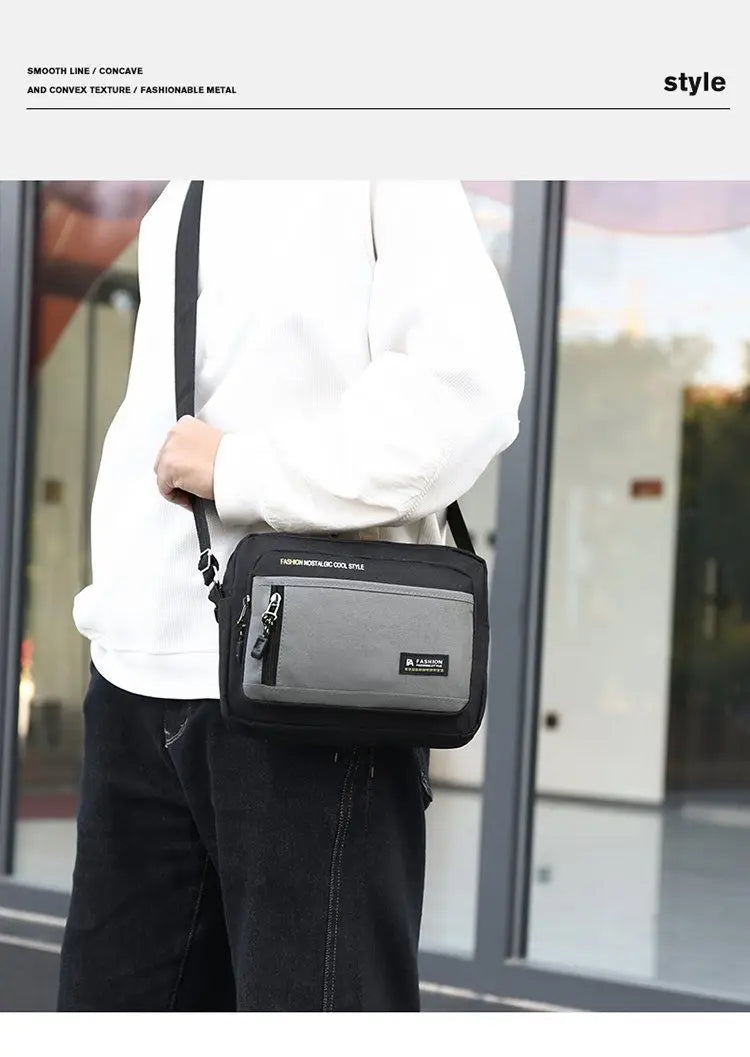 Fashion Men Crossbody Bag Single Shoulder Bags Big Capacity Storage Bag Multi-Pockets Business Crossbody Bags for Work Traveling