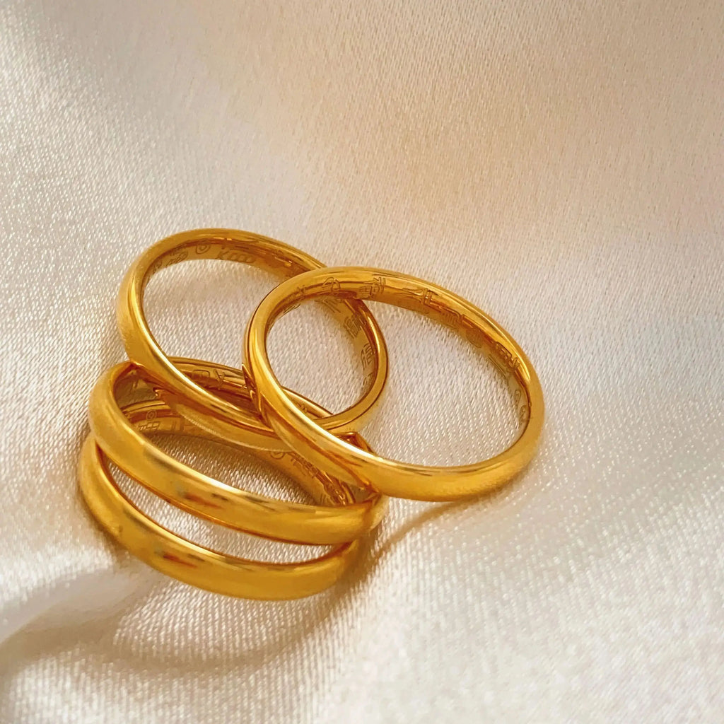 Minimalist Simple Gold Plated Stainless Steel Stackable Rings for Women Skinny Basic Round Circle Women Ring