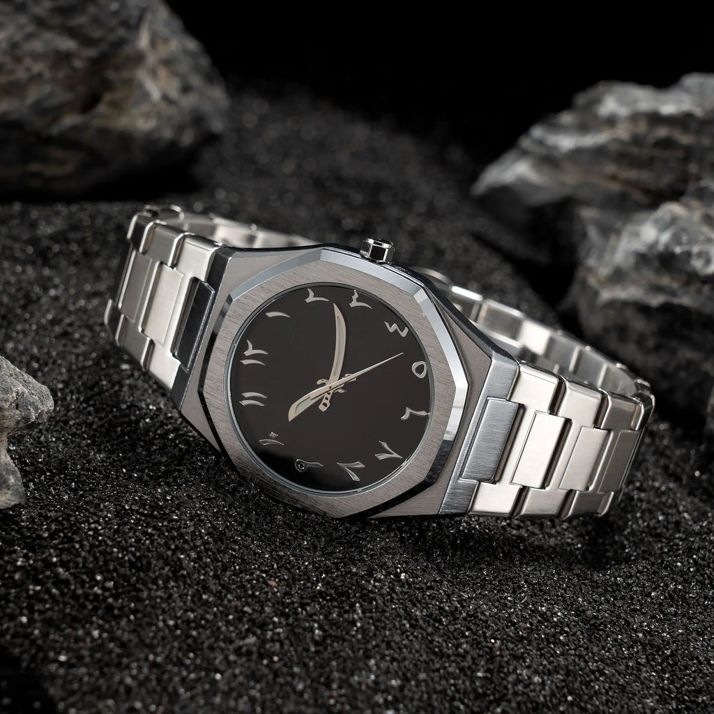 Fashion Luxury Casual Watch For Men Arabic Numeral Dial Stainless Steel Band Waterproof Men's Wristwatch