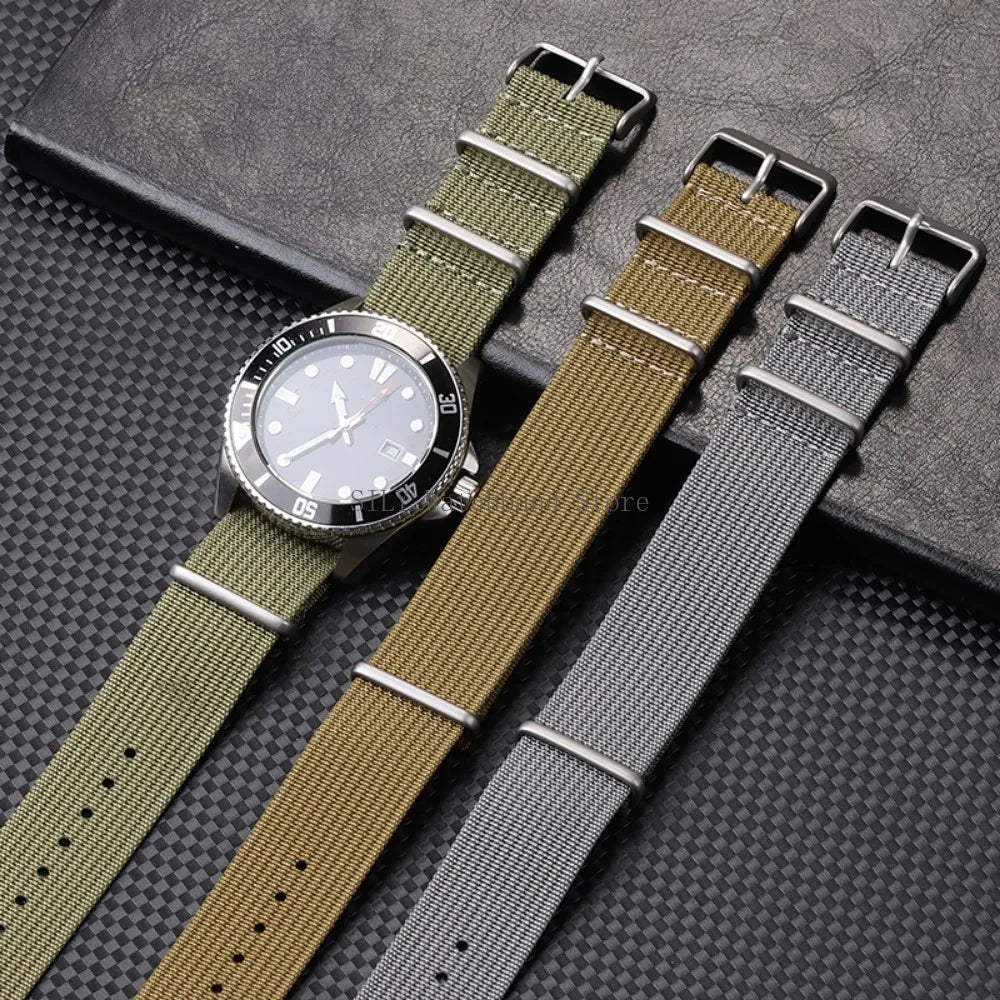 Military Nylon Smartwatch Band 18mm 20mm 22mm Universal Men Women Canvas Strap Fabric Army Replacement Wristbelt Sport Bracelets