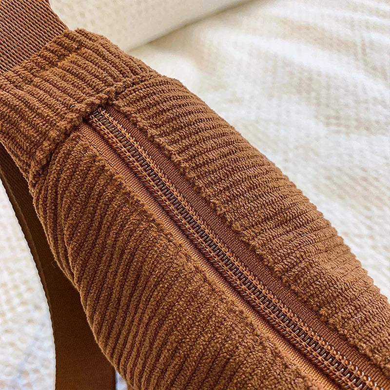 Crossbody Bags Ladies Daily Travel Handbags Messenger Bag Solid Color Corduroy Women's Hobos Shoulder Bag Retro Casual Female