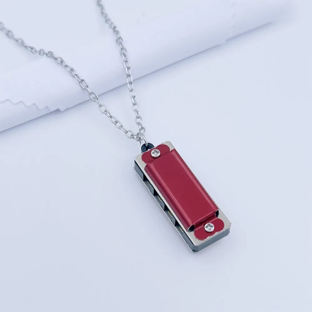 New 4-hole 8-tone Necklace Harmonica Metal Woodwind Harmonica Chain Mini Mini Musical Instrument Gift