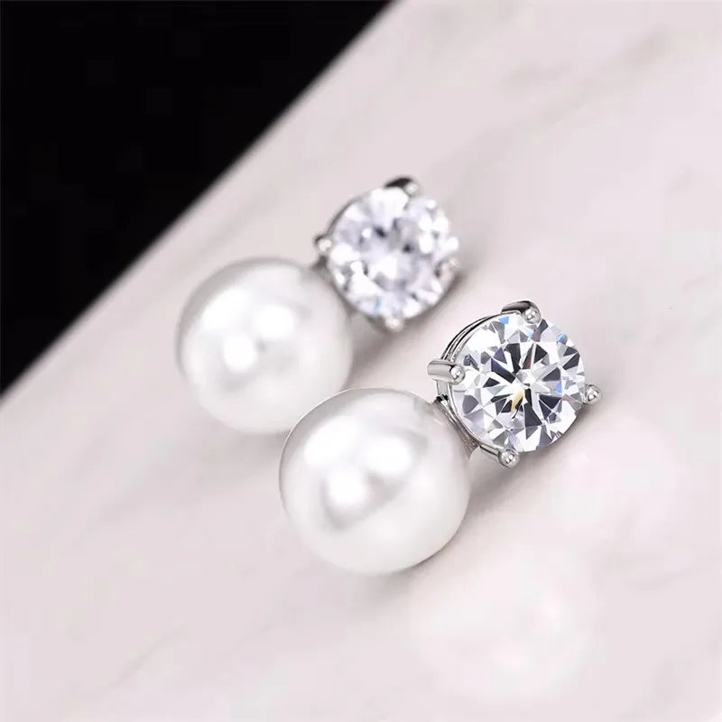 CAOSHI Simple Elegant Hoop Earrings with Simulated Pearl Female Graceful Jewelry for Engagement Daily Party Accessories Gift