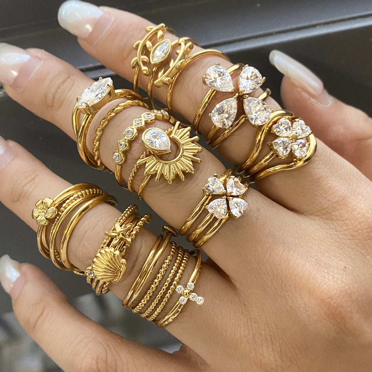 Yori Personalized Stackable Ring Set  Prevent Allergy Stainless Steel Gold Color Daily Wear Fashion Jewelry 2025 NEW