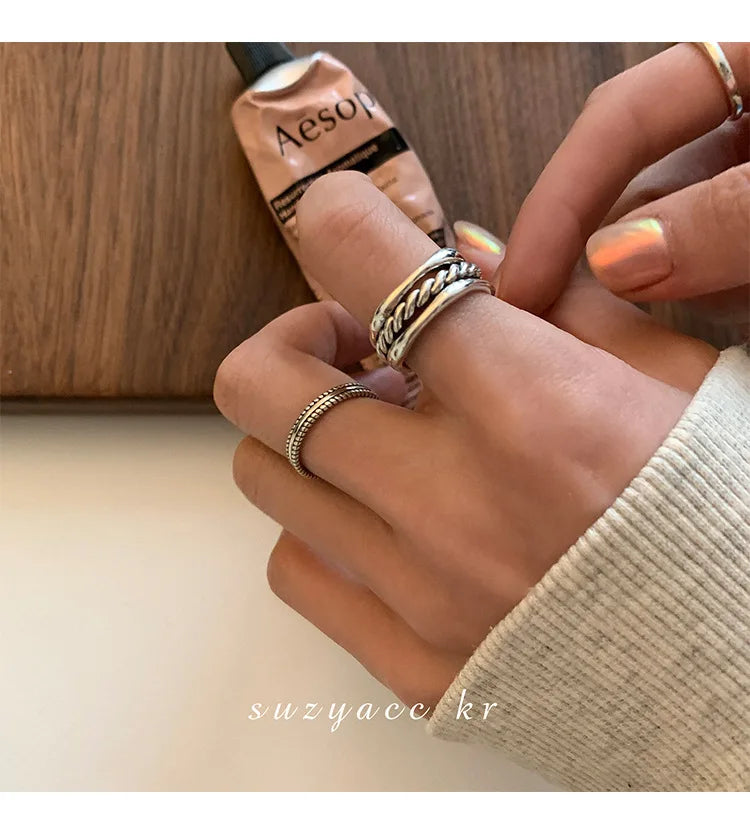925 Sterling Silver Weave Stackable Rings For Women Wedding  Luxury Jewelry Accessories Wholesale Jewellery Argent 925