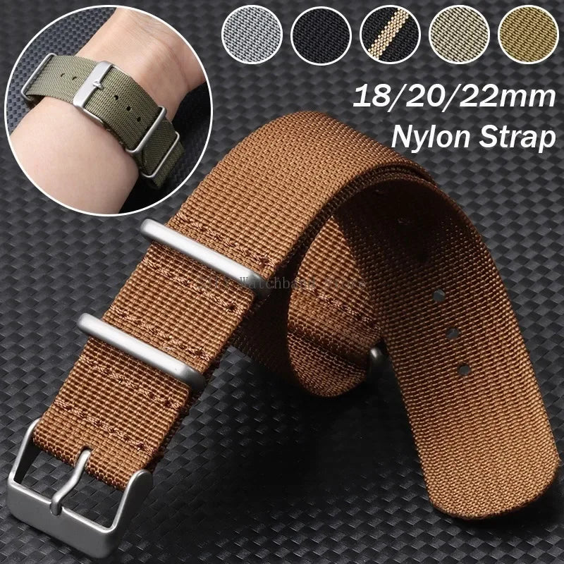 Military Nylon Smartwatch Band 18mm 20mm 22mm Universal Men Women Canvas Strap Fabric Army Replacement Wristbelt Sport Bracelets