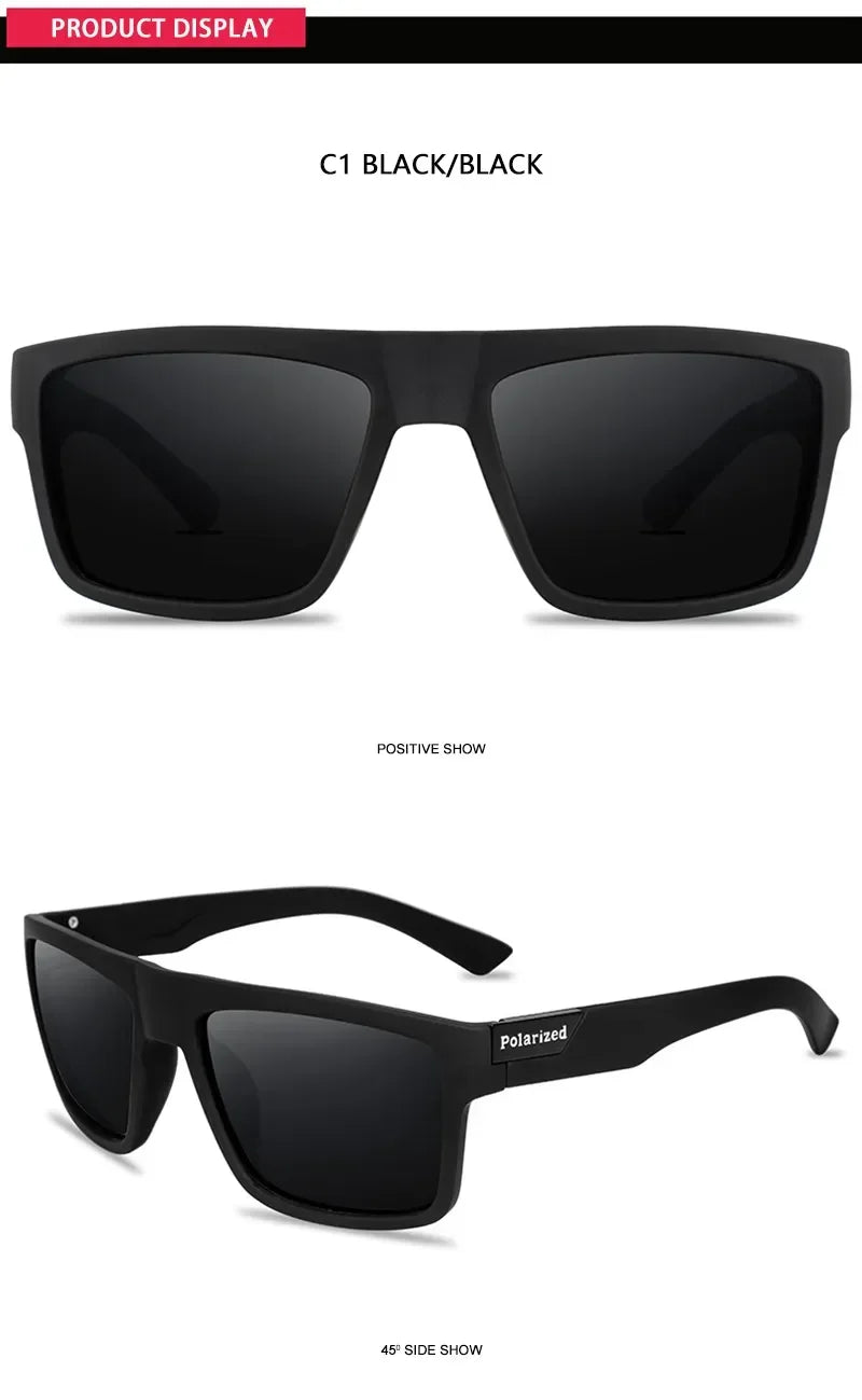 Polarized Square Sunglasses UV400 Black Fashion Shades for Men & Women Ideal for Driving Fishing & Outdoor Sports