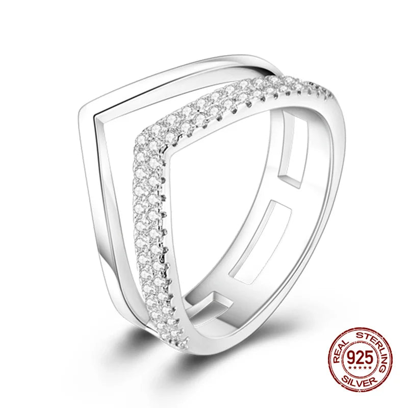 Original 925 Sterling Silver Rings Stackable Infinite Silver Zircon Ring For Women Wedding Anniversary Birthday Jewelry Gift Hot