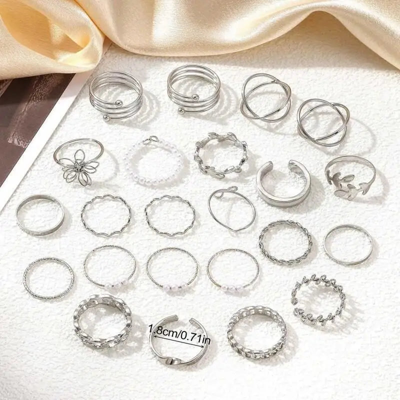 Stackable Ring Set for Women, Multi-Style Butterfly Pearl Open Rings, Golden Tone, Lightweight Fashion Jewelry for Daily  Wear