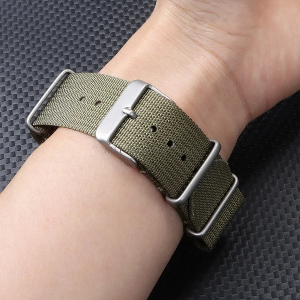 Military Nylon Smartwatch Band 18mm 20mm 22mm Universal Men Women Canvas Strap Fabric Army Replacement Wristbelt Sport Bracelets