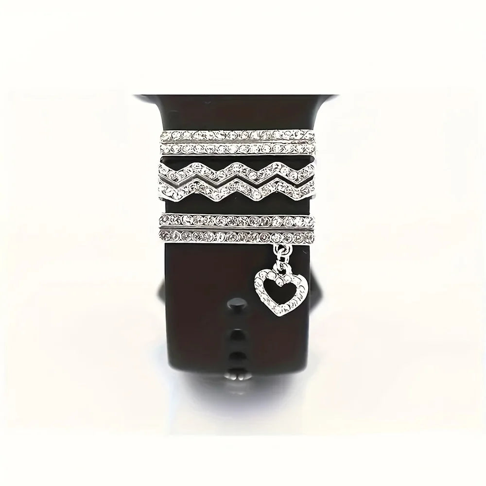 1 set of fashionable rhinestone element design smart watch accessories, suitable for decorating multiple smart watch straps