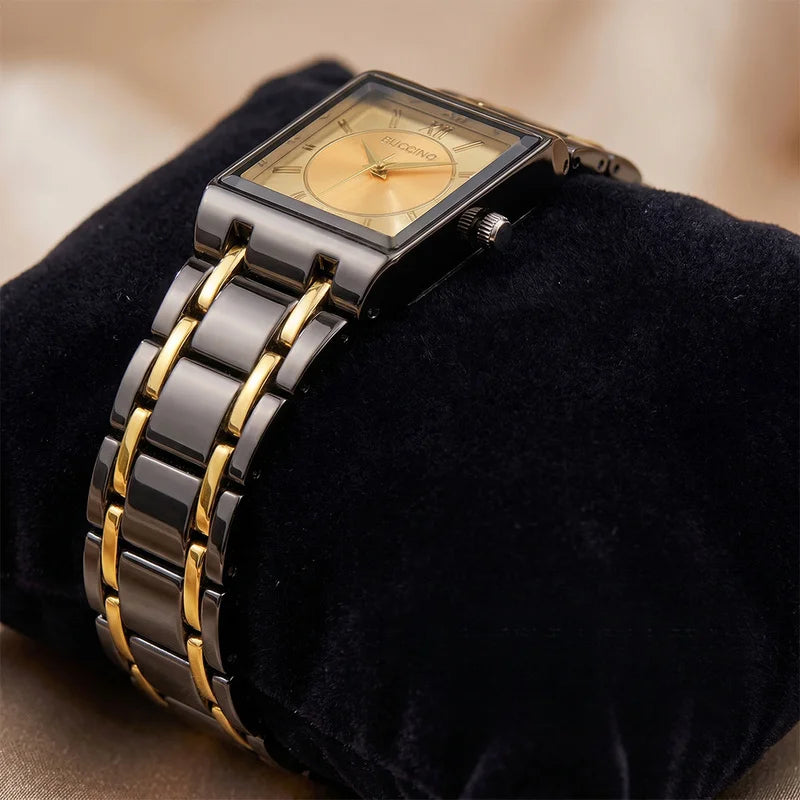 Men's Quartz Wristwatch Steel Band Male Classic Popular Watches Rectangular Minimalist Fashion Casual Business Watch For Daily