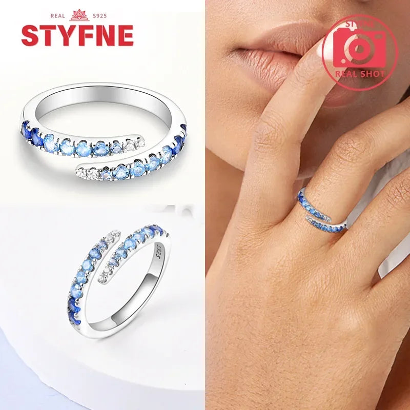 925 Sterling Silver Rings Stackable Colored Shiny Zircon for Women Original Silver 925 Wedding Ring Fine Jewelry Gift