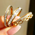 Yupsk New 3pcs/set Dazzling Zircon Stainless Steel Copper Stackable Rings for Women Exquisite Fashion Daily Accessories