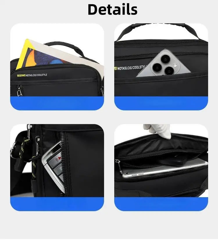 Fashion Men Crossbody Bag Single Shoulder Bags Big Capacity Storage Bag Multi-Pockets Business Crossbody Bags for Work Traveling