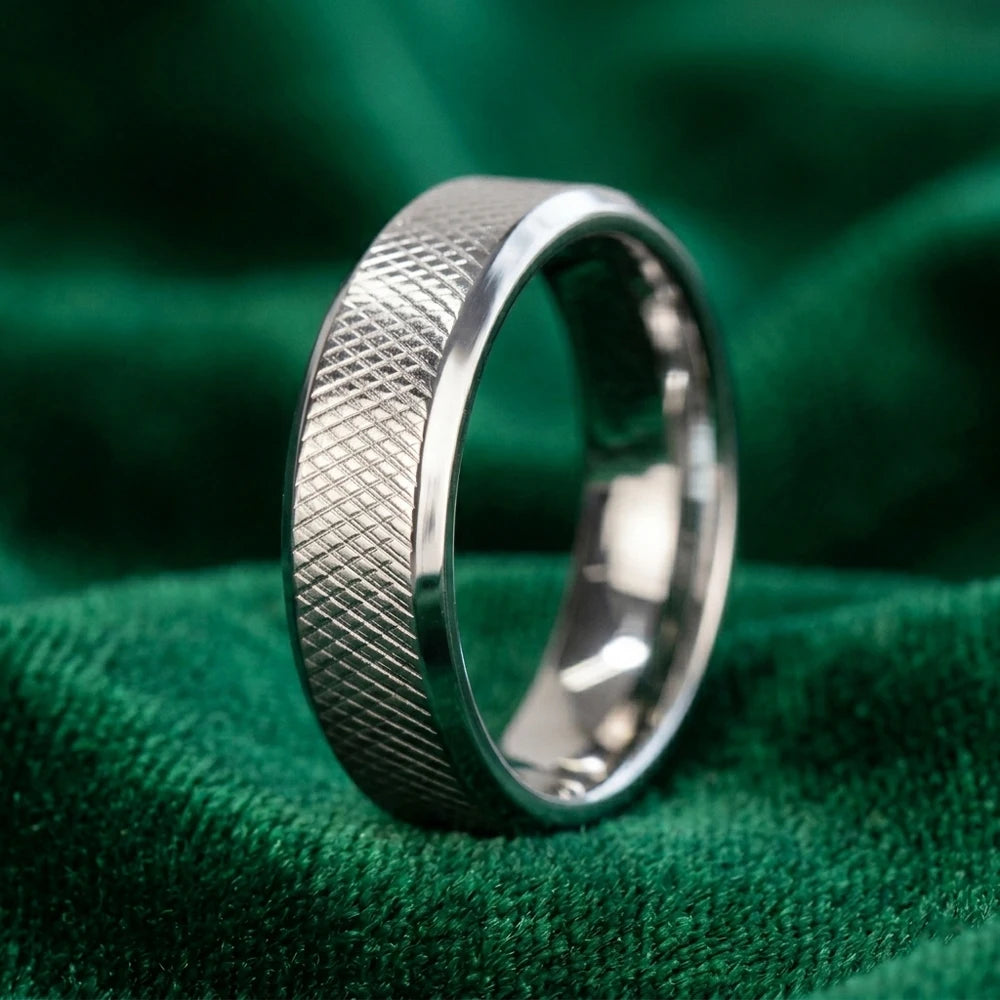New Simple Geometric Grid Stackable Rings for Women 316L Stainless Steel Jewelry Anniversary Valentine's Day Birthday Gifts