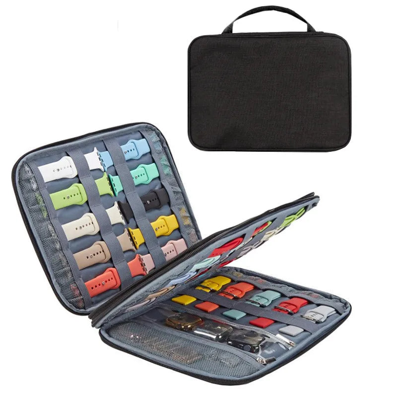 Watch Band Organizer Case Travel Smart Watch Wriststrap Storage Bag Multifunction Portable Organizer Bag Hold 35 Watch Straps