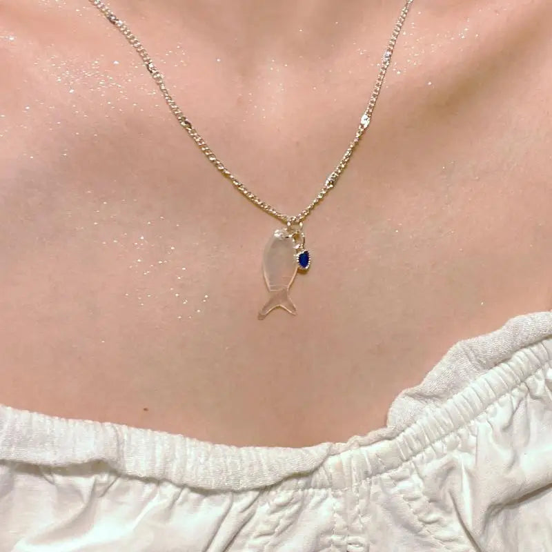 Minimalist Trendy Fish Pendant Necklace Earrings Women Elegant Jewelry Set Special Gift for Lovers Birthday Party